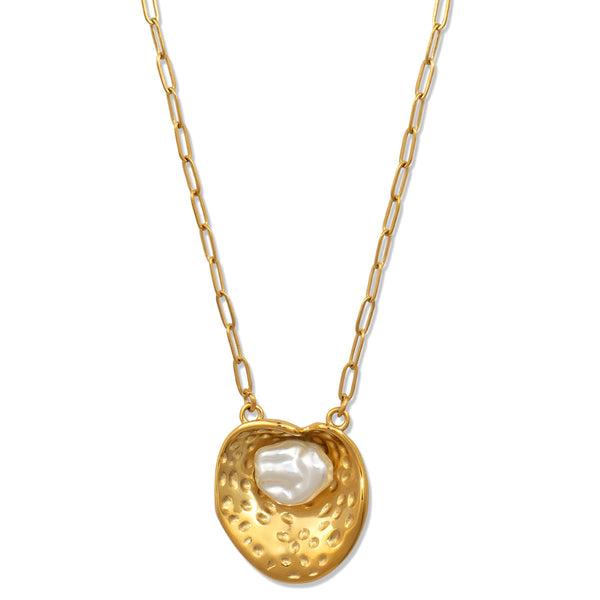Ayla Leaf Pearl Necklace – 18K Gold-Plated