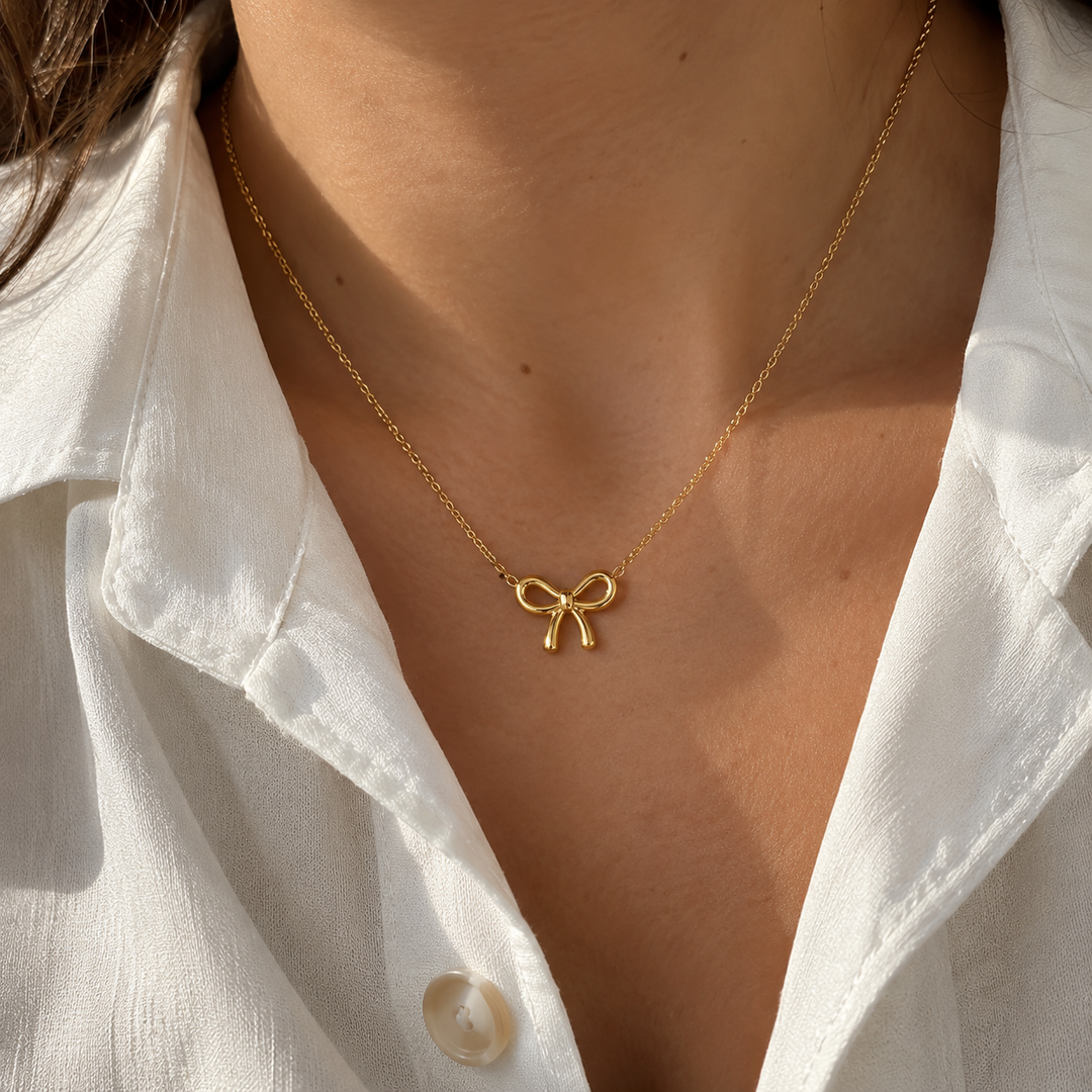 Bellara Bow Pendant Necklace – 18K Gold-Plated & Silver-Plated