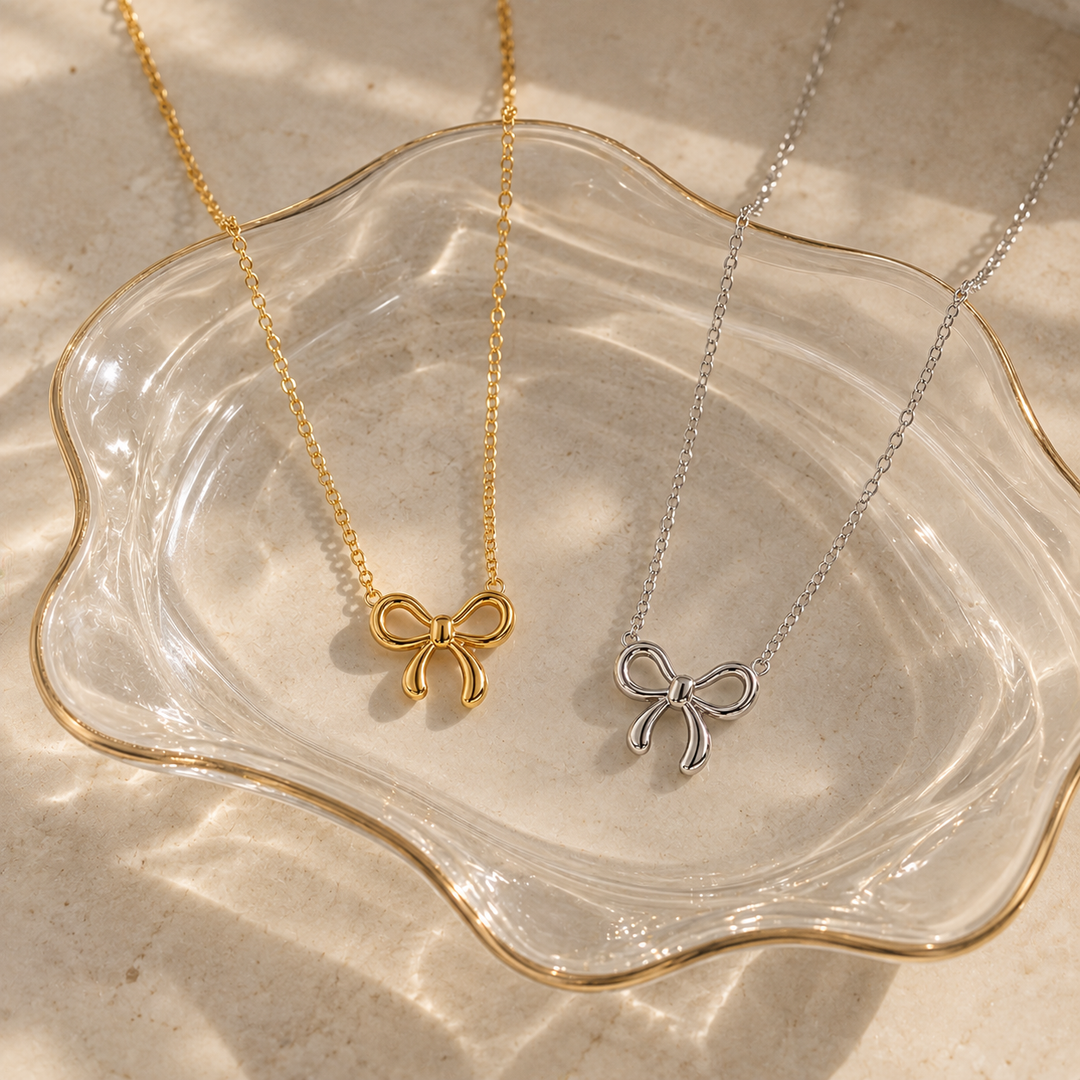Bellara Bow Pendant Necklace – 18K Gold-Plated & Silver-Plated