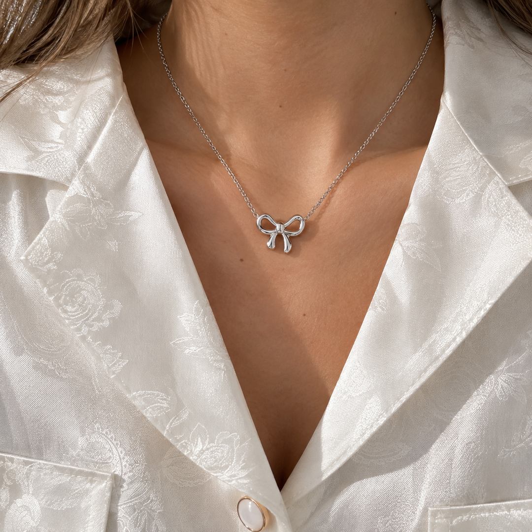 Bellara Bow Pendant Necklace – 18K Gold-Plated & Silver-Plated
