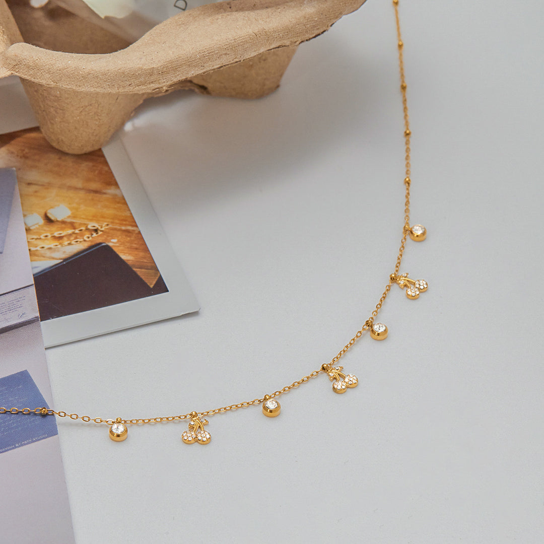Célestia Cherry Charm Necklace – 18K Gold-Plated