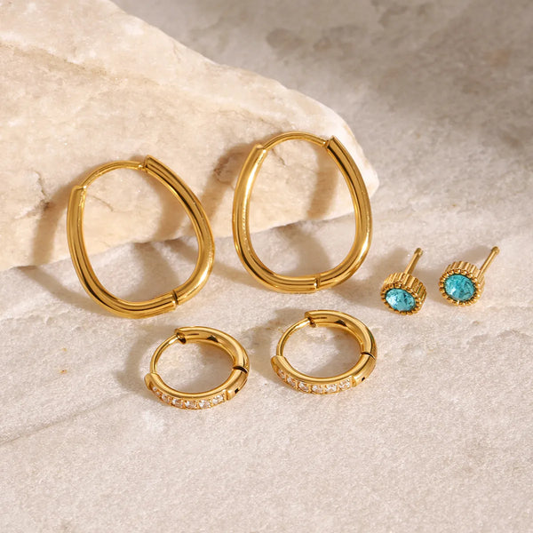 Celleste 3-Piece  Earrings - 18K Gold-Plated