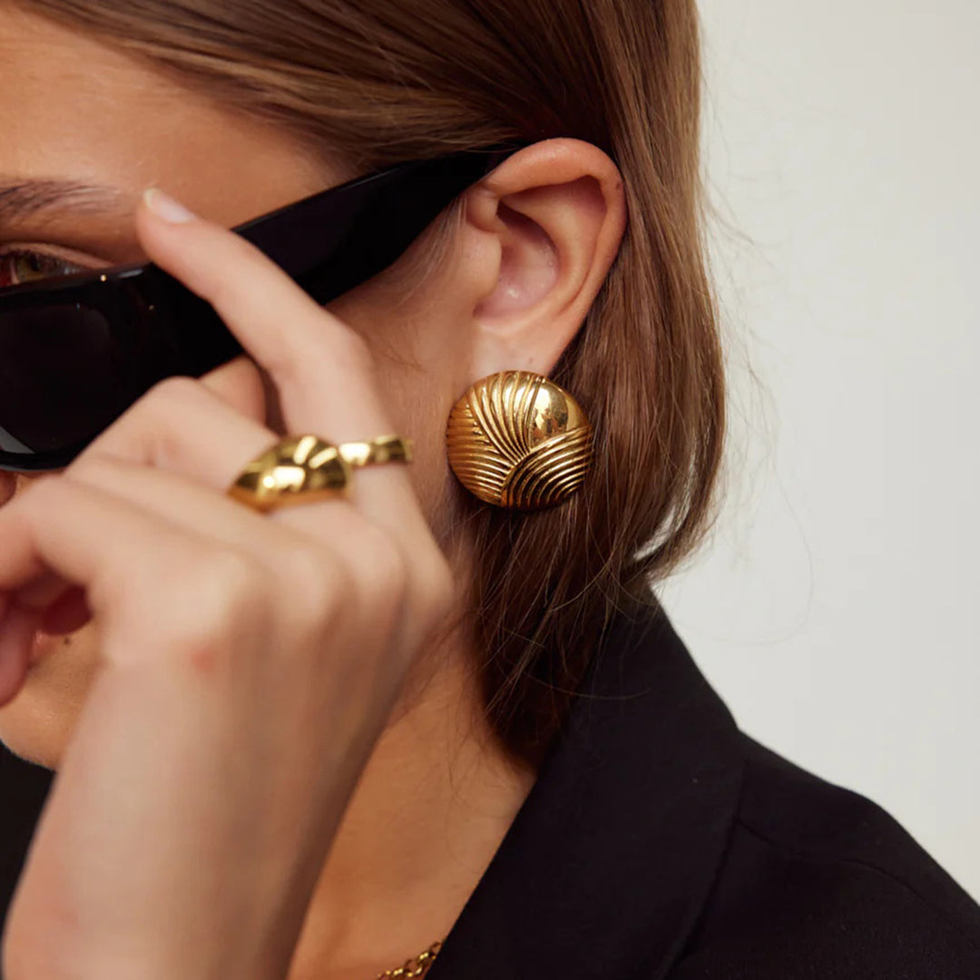 Cellia Geometric Earrings – 18K Gold-Plated
