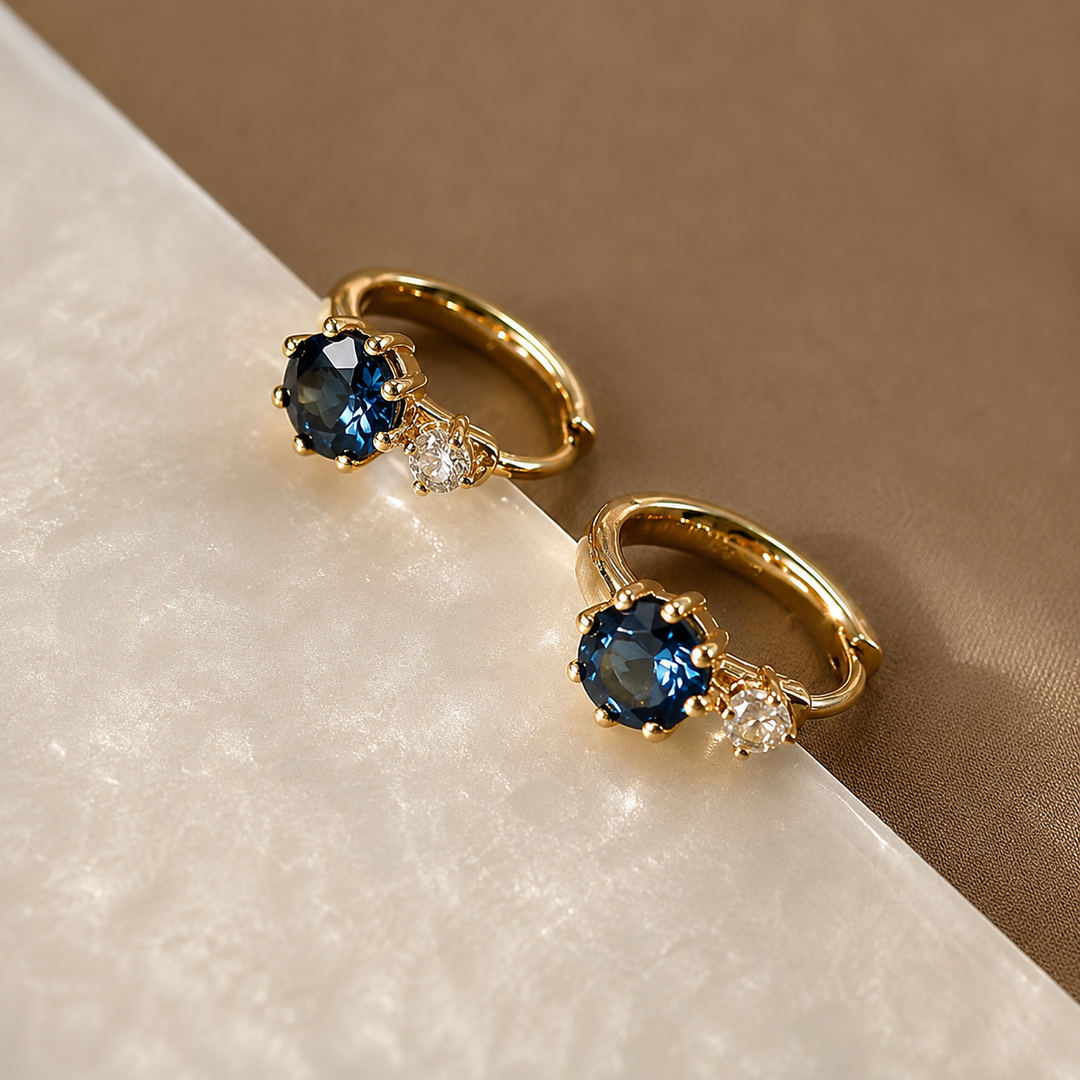 Azilis Zircon Hoop Earrings - 925 Sterling Silver