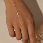 Load image into Gallery viewer, Kruisvormige armband met zirkonia-ketting – verguld &amp; 925 sterlingzilver
