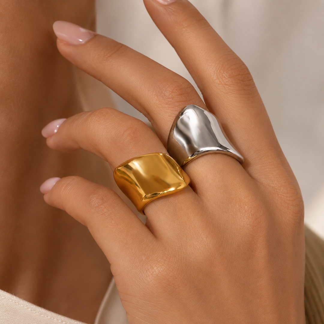 Julie oversized zegelring – 18K goud verguld waterdicht
