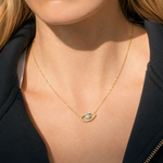 Load image into Gallery viewer, Valeria griechische Augen-Halskette mit Zirkonia und Türkis – 18 Karat vergoldet
