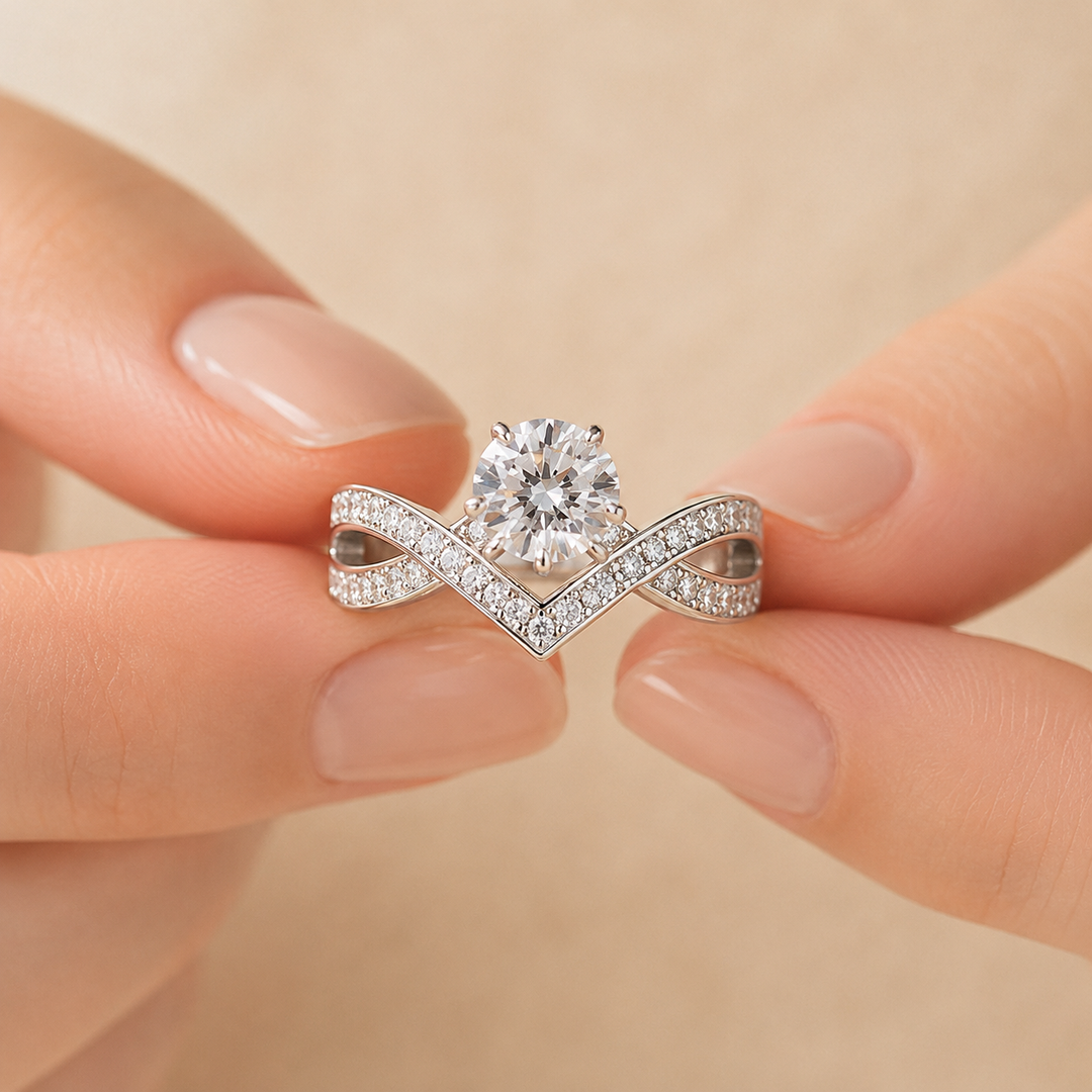 Anello con moissanite da 1 carato – Gioielli in argento sterling 925