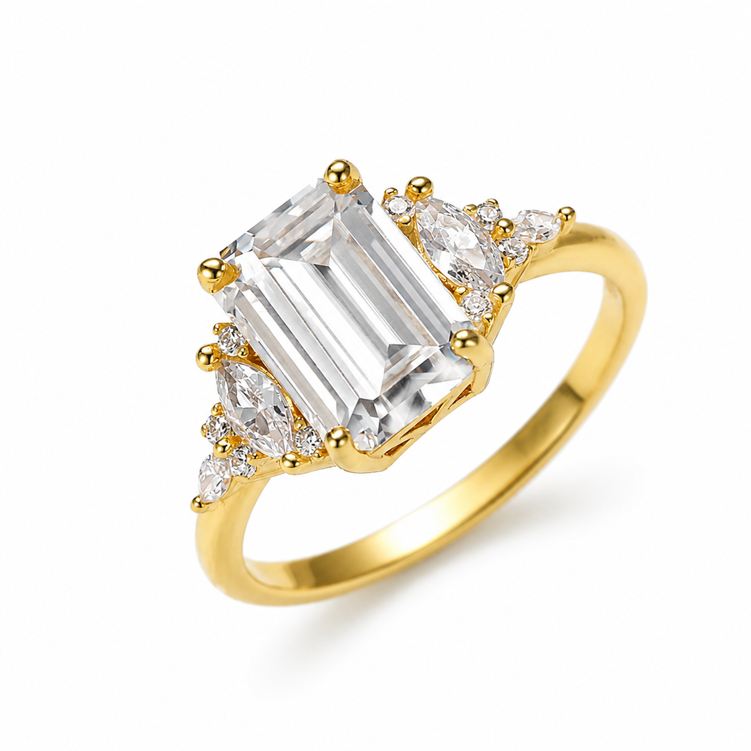 Bague en moissanite 3 carats – Bijou en argent sterling 925 plaqué or 18 carats