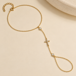 Load image into Gallery viewer, Kruisvormige armband met zirkonia-ketting – verguld &amp; 925 sterlingzilver
