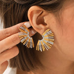 Load image into Gallery viewer, Chris Fan-Shaped Earrings - 18K Gold-Plated 
