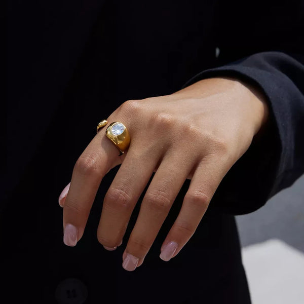 Clara Rhinestone Open Ring - 18K Gold-Plated