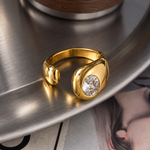Load image into Gallery viewer, Clara Rhinestone Open Ring - 18K Gold-Plated
