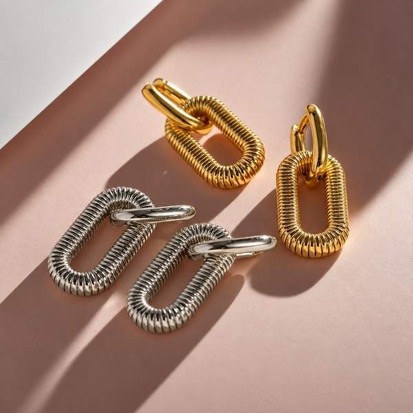 Coralina Geometric Drop Earrings 18K Gold-Plated Silver-Plated