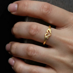 Load image into Gallery viewer, Desi Hand Heart Open Ring – 925 Sterling Silver &amp; 18K Gold-Plated
