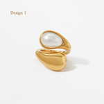 Load image into Gallery viewer, Clara Tiger Eye Pearl Ring – 18K Gold-Plated
