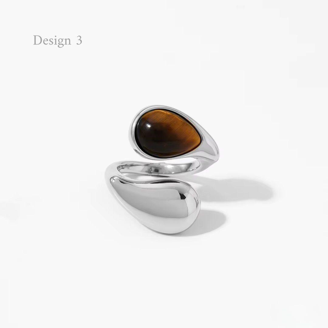 Clara Tiger Eye Pearl Ring – 18K Gold-Plated
