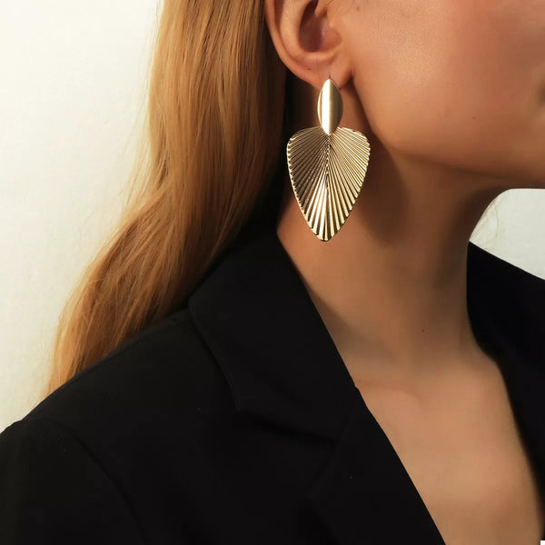 Desiré Leaf Shape Dangle Earrings -18K Gold-Plated & Silver-Plated