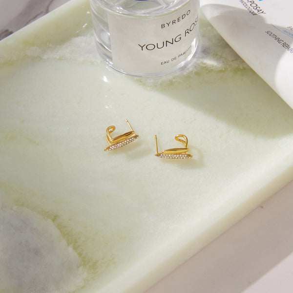 Diana Double Hoop Zirconia Earrings – 18K Gold-Plated