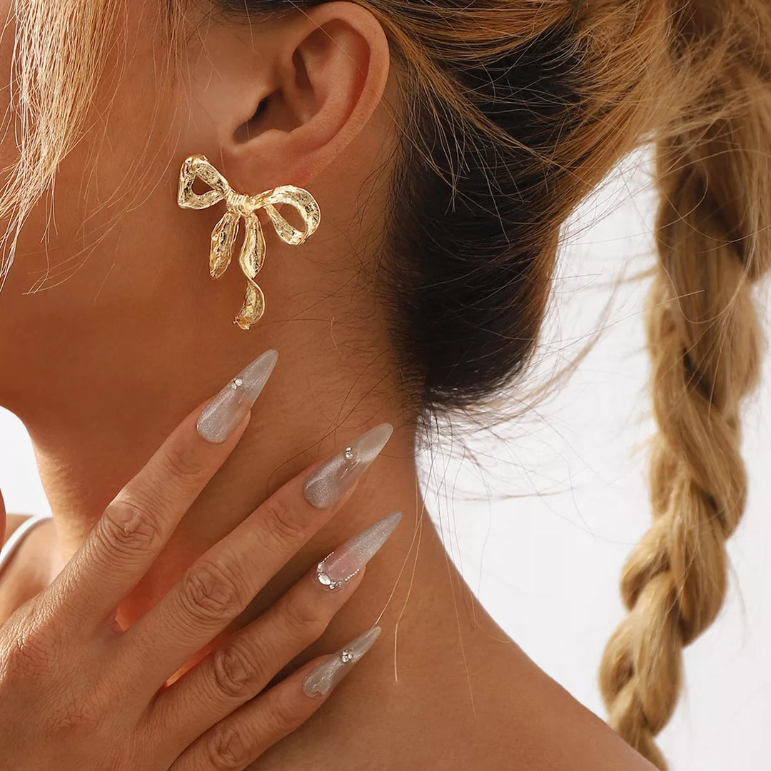 Divine Bow Earrings - 18K Gold-Plated