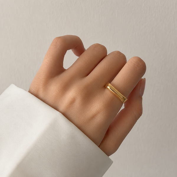 Elize  Geometric Chunky Ring – 18K Gold-Plated