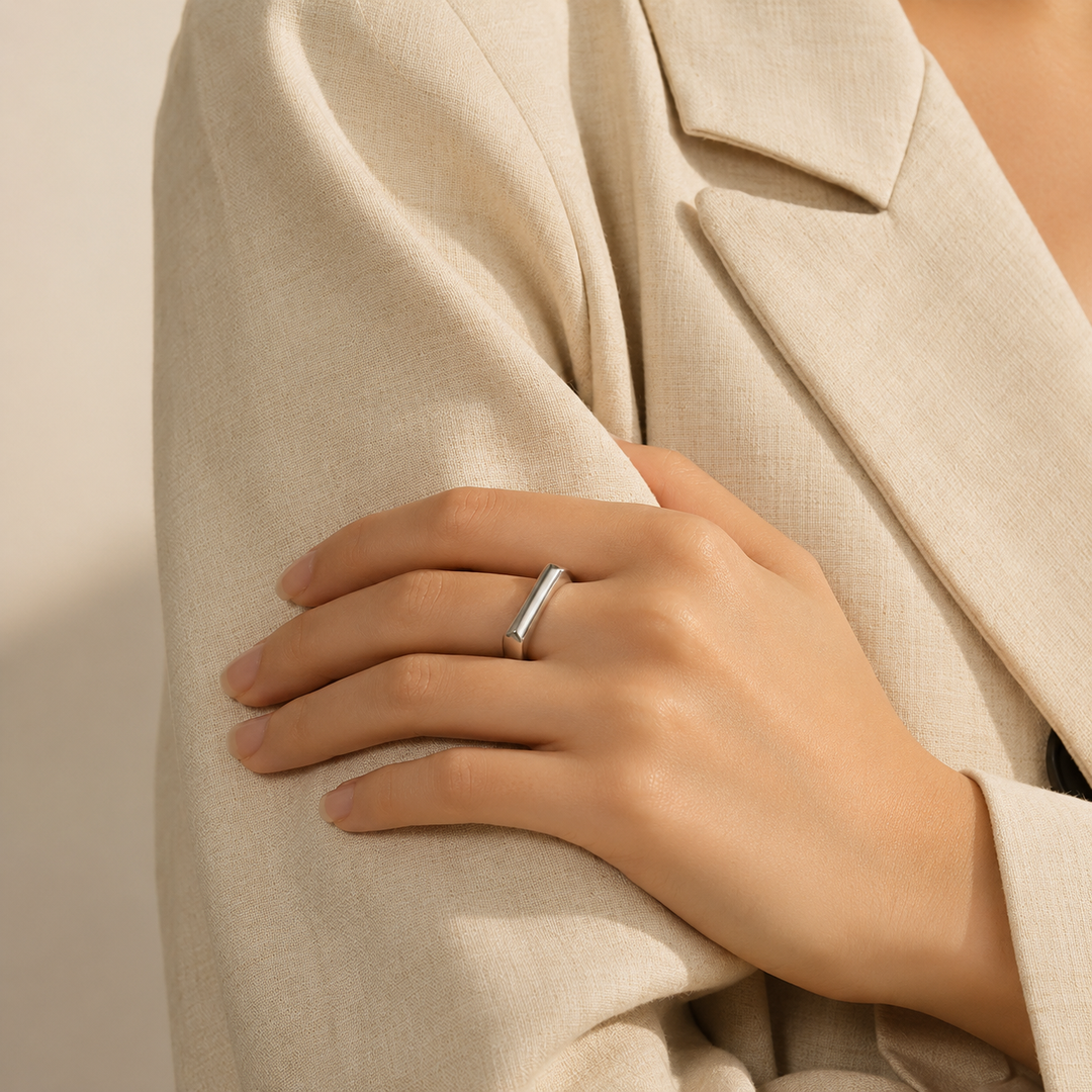 Elize  Geometric Chunky Ring – 18K Gold-Plated