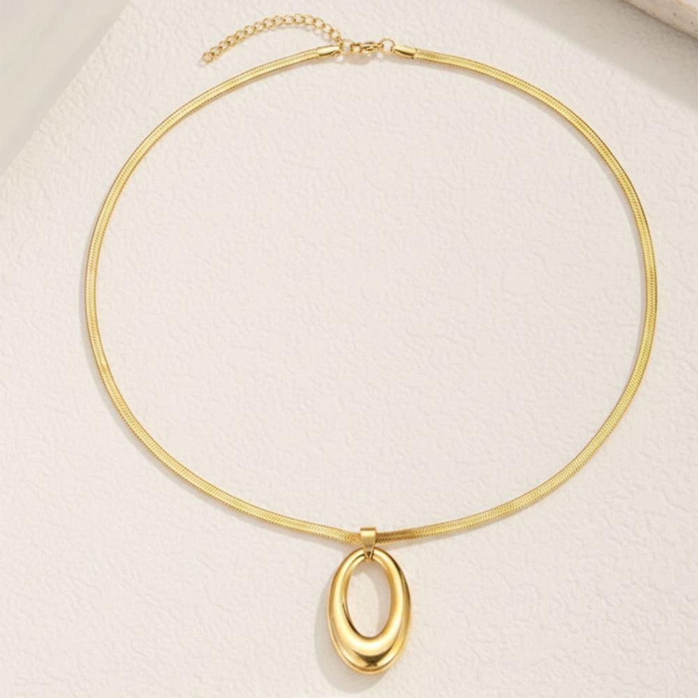Ellipse Pendant Chain Necklace – 18K Gold-Plated & Silver-Tone Stainless Steel