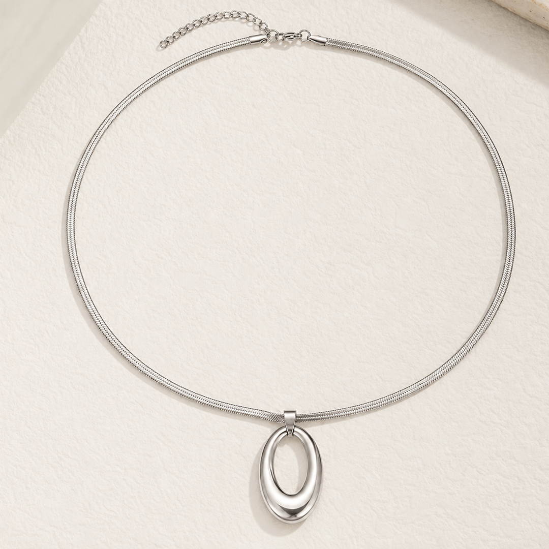 Ellipse Pendant Chain Necklace – 18K Gold-Plated & Silver-Tone Stainless Steel
