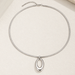 Load image into Gallery viewer, Ellipse Pendant Chain Necklace – 18K Gold-Plated &amp; Silver-Tone Stainless Steel

