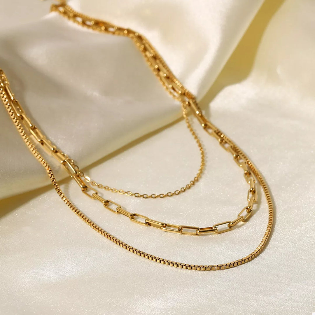 Elowen Triple Layer Necklace – 18K Gold-Plated