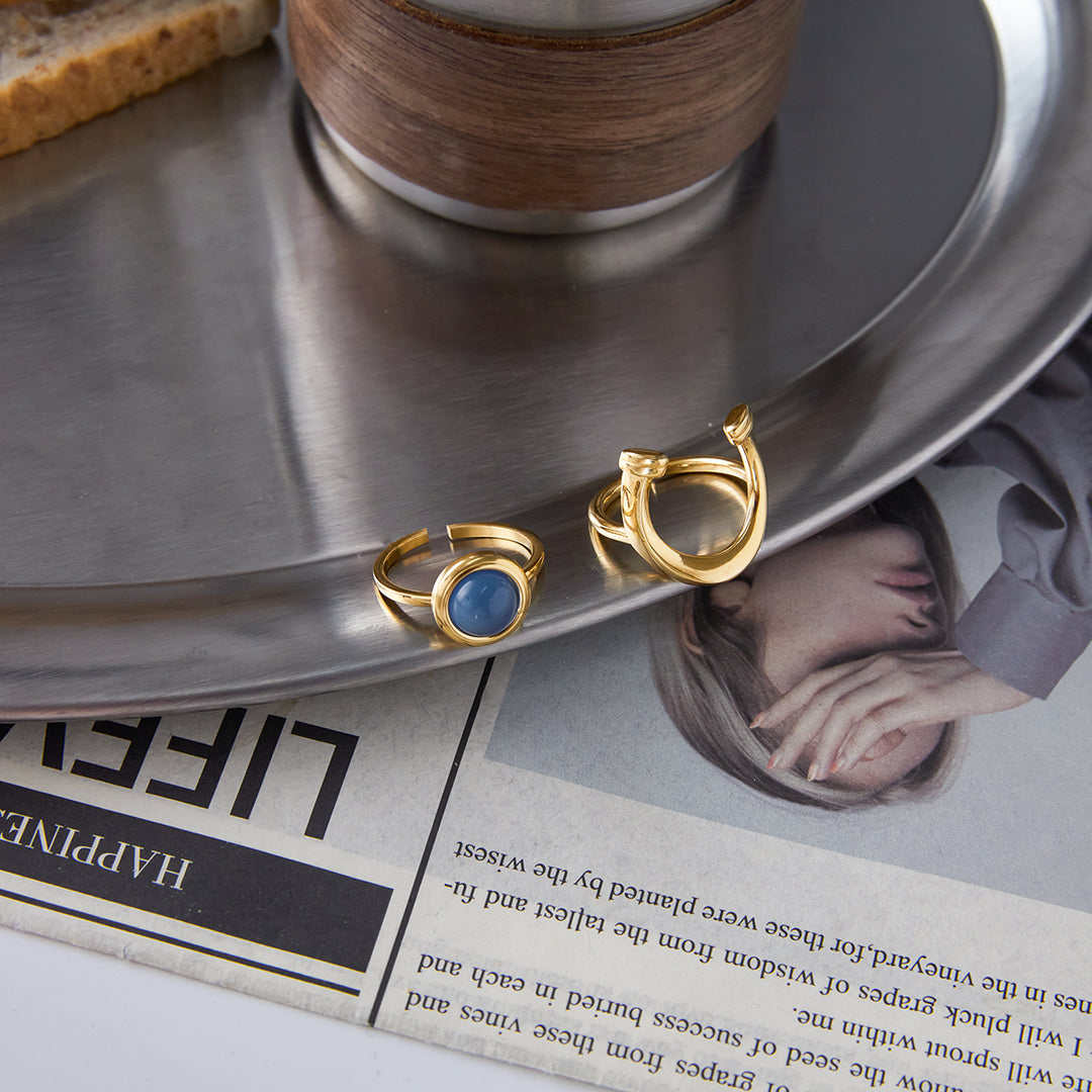 Equestrian Horseshoe Open Ring – 18K Gold-Plated Waterproof