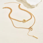 Load image into Gallery viewer, Estelle Y Necklace – Double Layer 18K Gold-Plated

