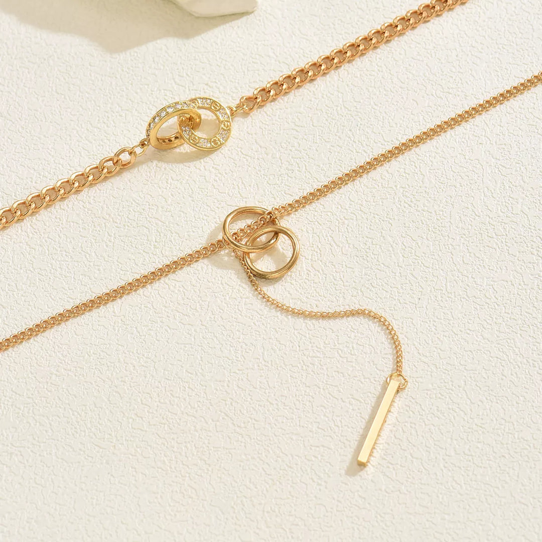 Estelle Y Necklace – Double Layer 18K Gold-Plated