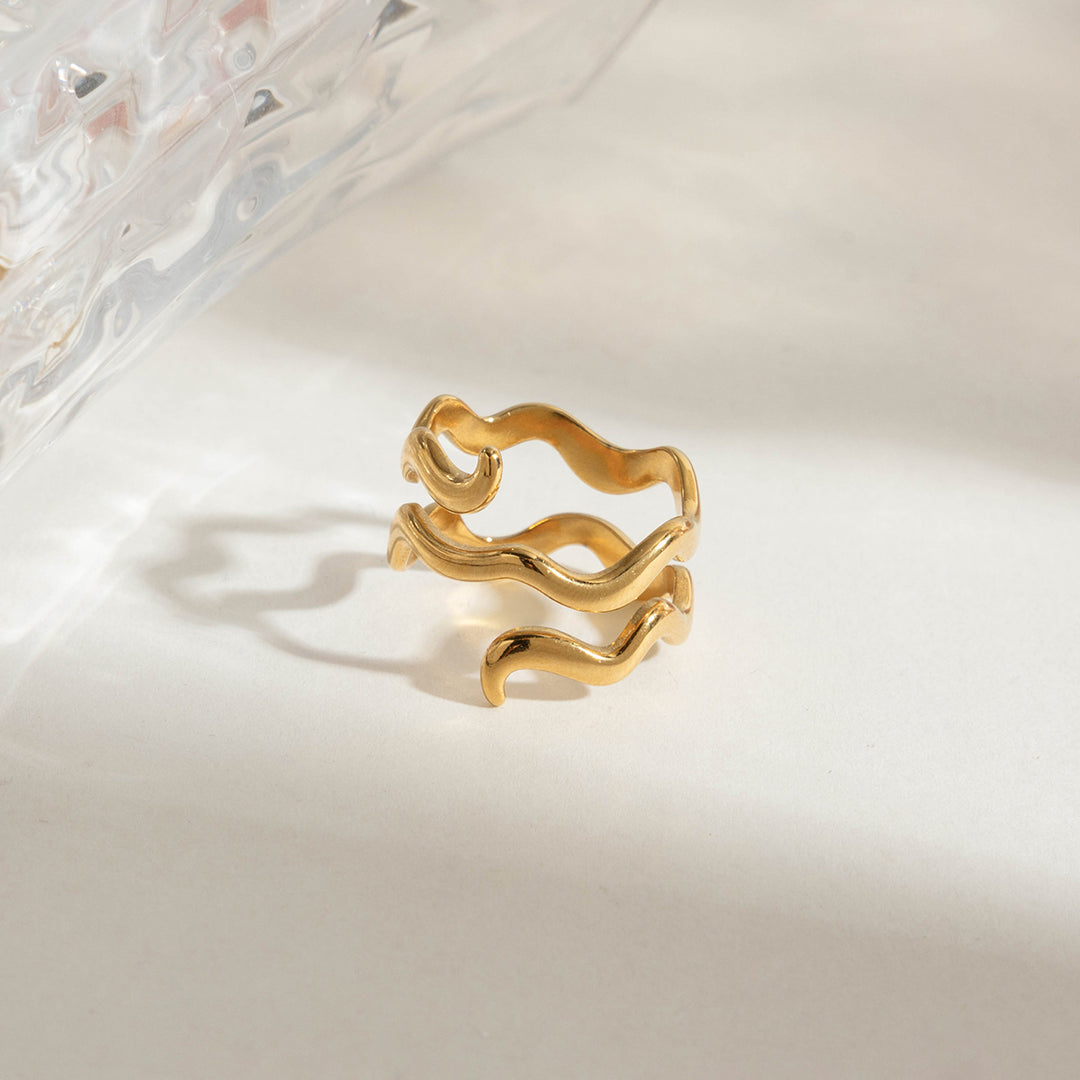 Fabitz Double Wave Gold Ring – 18K Gold-Plated