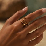 Load image into Gallery viewer, Fabitz Double Wave Gold Ring – 18K Gold-Plated
