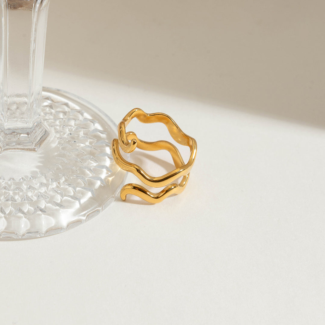Fabitz Double Wave Gold Ring – 18K Gold-Plated