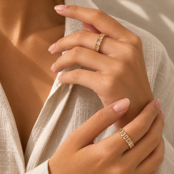 Fabritz Zircon Inlaid Ring – 18K Gold-Plated