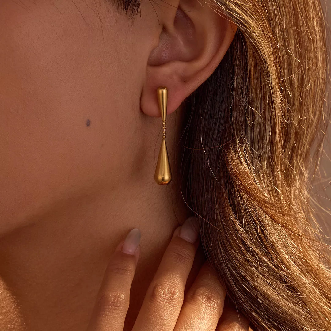 Gianna Teardrop Drop Earrings- 18K Gold-Plated