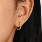 Load image into Gallery viewer, Gio Circle Gold Earrings – 18K Gold-Plated Waterproof
