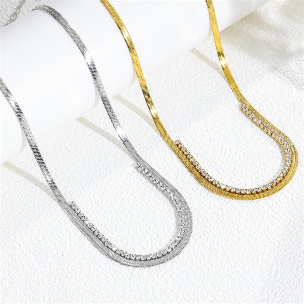 Guby Rhinestone Chain Choker Waterproof Necklace – 18K Gold-Plated 