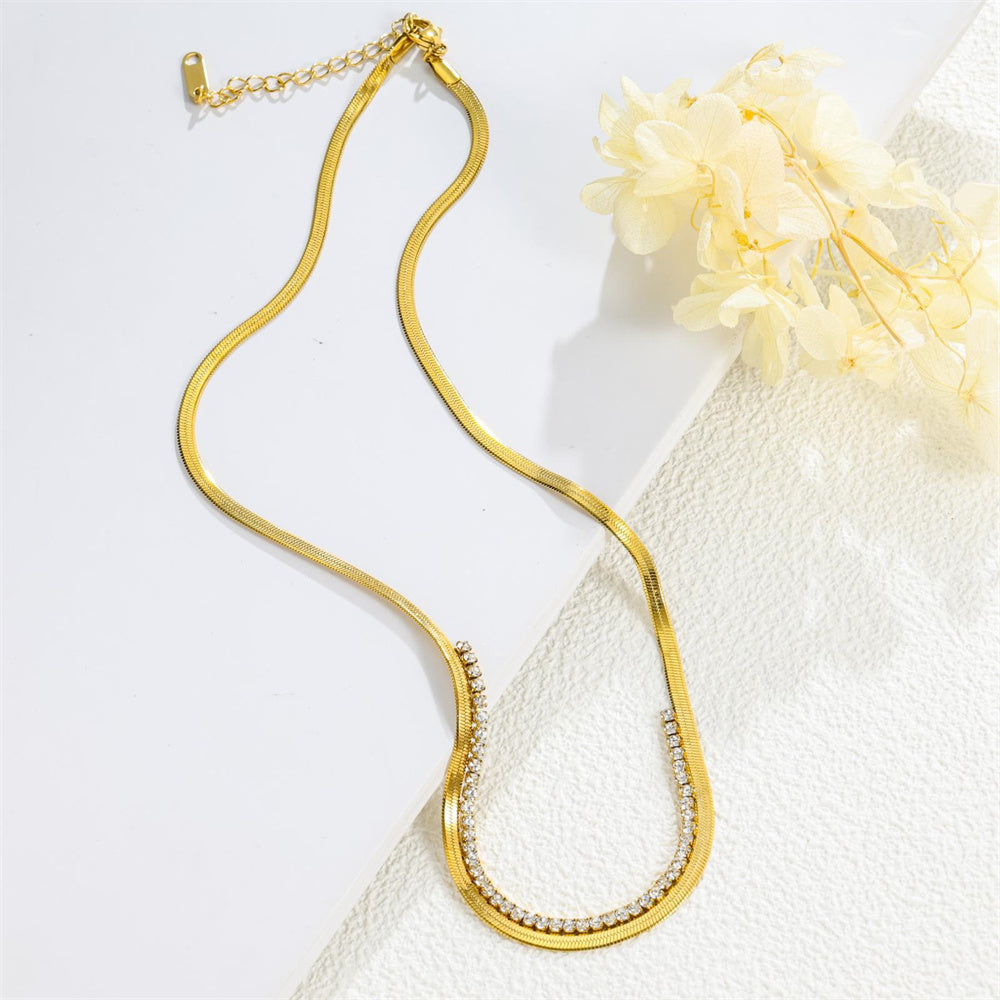 Guby Rhinestone Chain Choker Waterproof Necklace – 18K Gold-Plated 