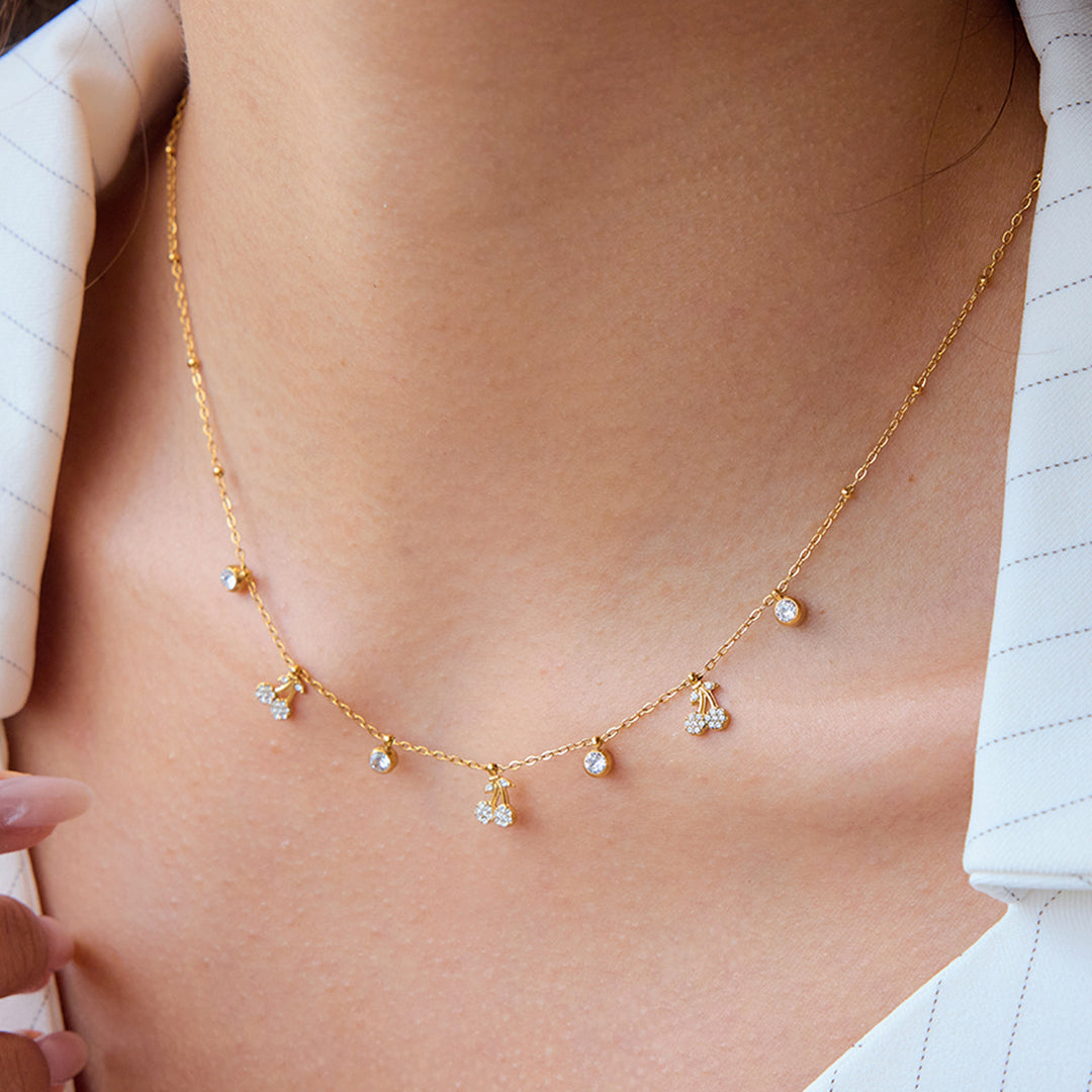 Célestia Cherry Charm Necklace – 18K Gold-Plated