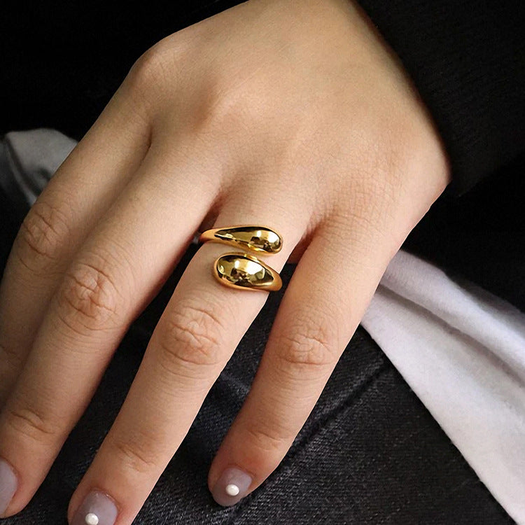 Ella Water Drop Gold Ring – 18K Gold-Plated