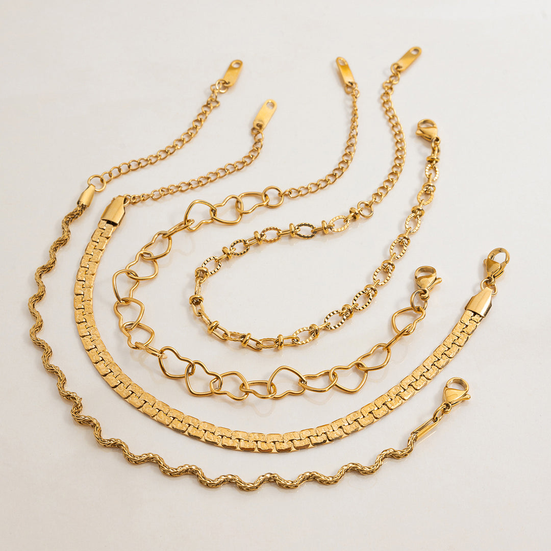 18K Gold-Plated Stainless Steel Chain Bracelet – Textured Designer