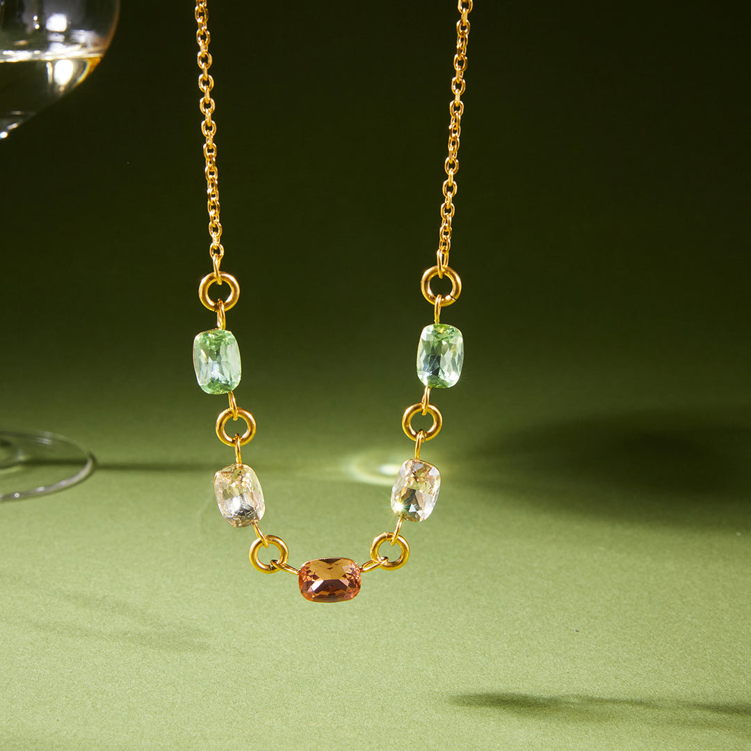 Dorothea Multicolor Crystal Cross Necklace – 18K Gold-Plated