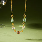 Load image into Gallery viewer, Dorothea Multicolor Crystal Cross Necklace – 18K Gold-Plated
