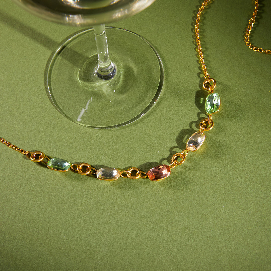 Dorothea Multicolor Crystal Cross Necklace – 18K Gold-Plated