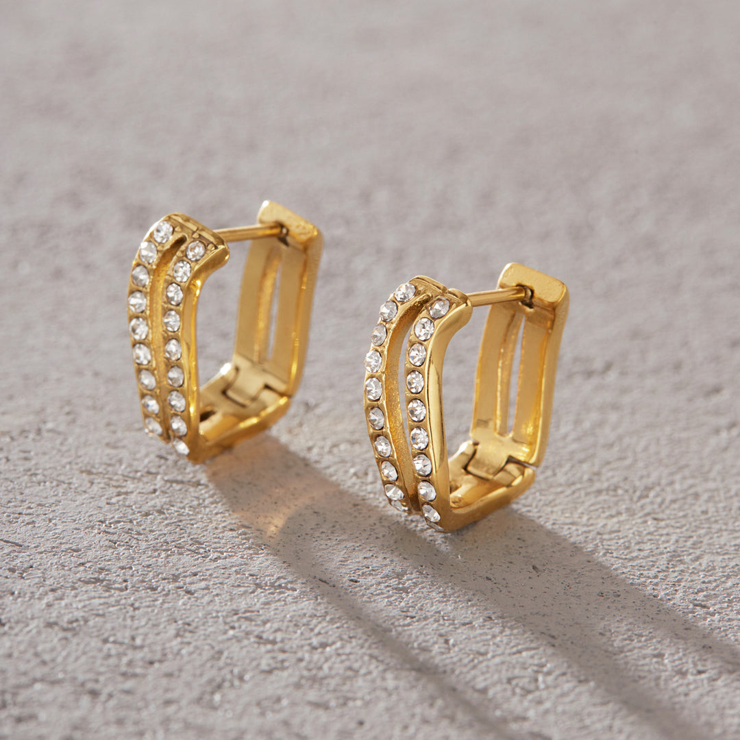 Brincos Huggie de Dupla Camada Lita – Banhados a Ouro 18K e À Prova de Água