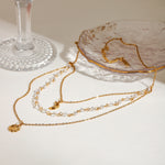 Load image into Gallery viewer, Lucy Celestial Three-Layer Star &amp; Moon Necklace – 18K Gold-Plated
