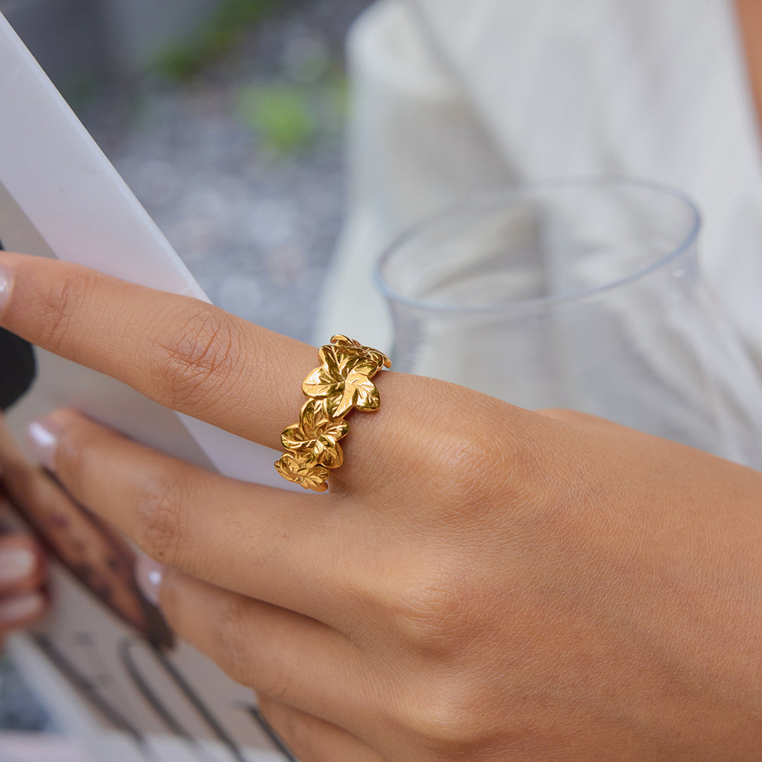 Anello Aperto Magie Floral – Placcato Oro 18K Impermeabile